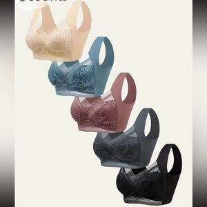 New Seamless Silhouette Lace Bra Set  (5 Pieces) Medium
